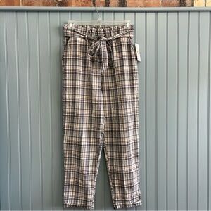 SO High Waisted Plaid Pants with Tie Belt Size Large